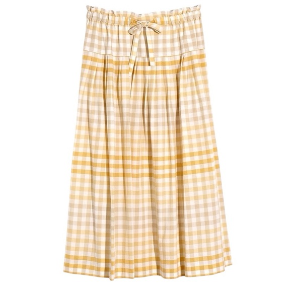 Madewell Dresses & Skirts - Madewell Tie-Front Paperbag Midi Skirt Size Small Ombré Gingham 100% Cotton